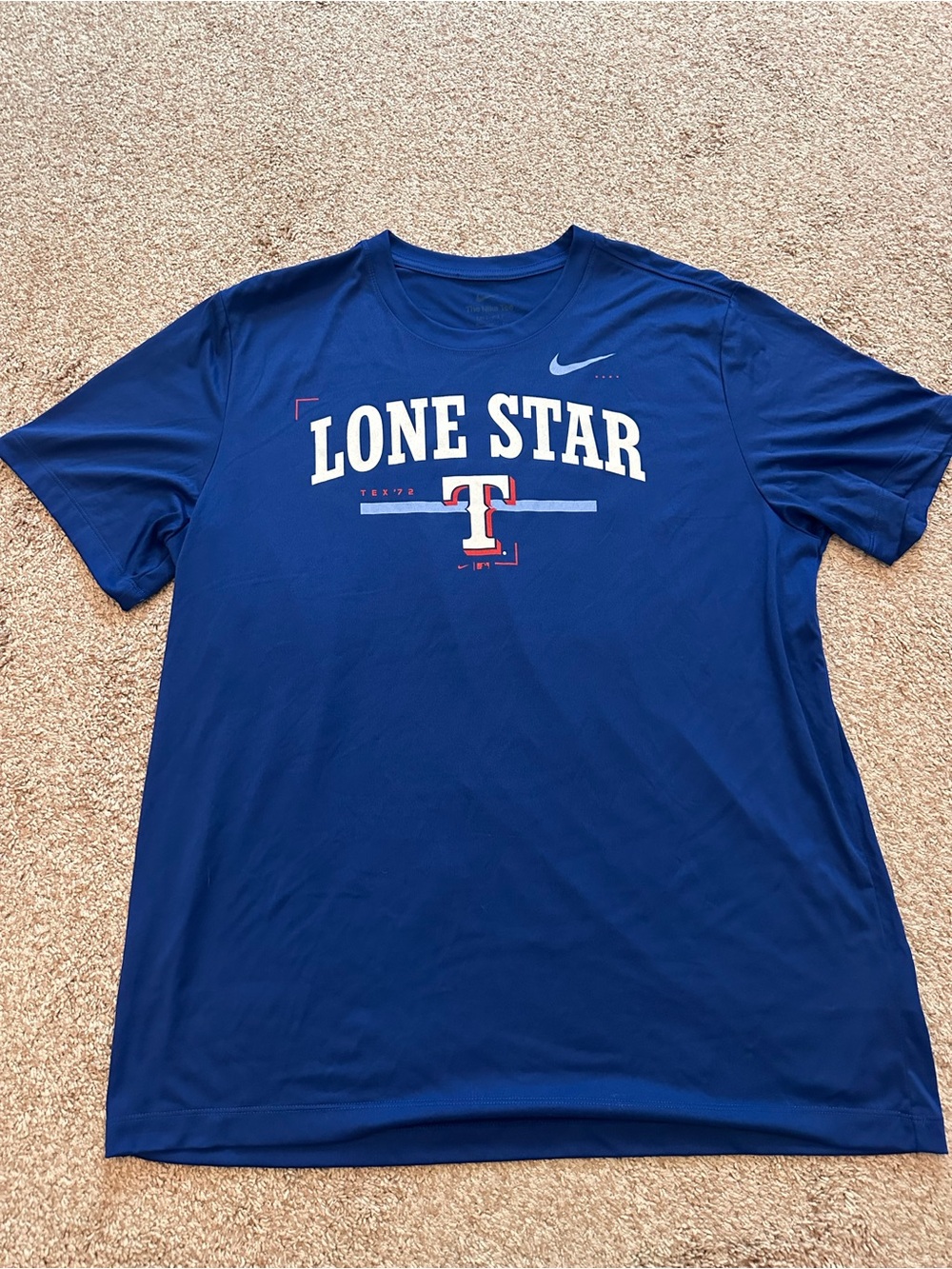 Nike Texas Rangers T Shirt Men XL Blue Dri-FIT Lone Star Legend MLB Performance